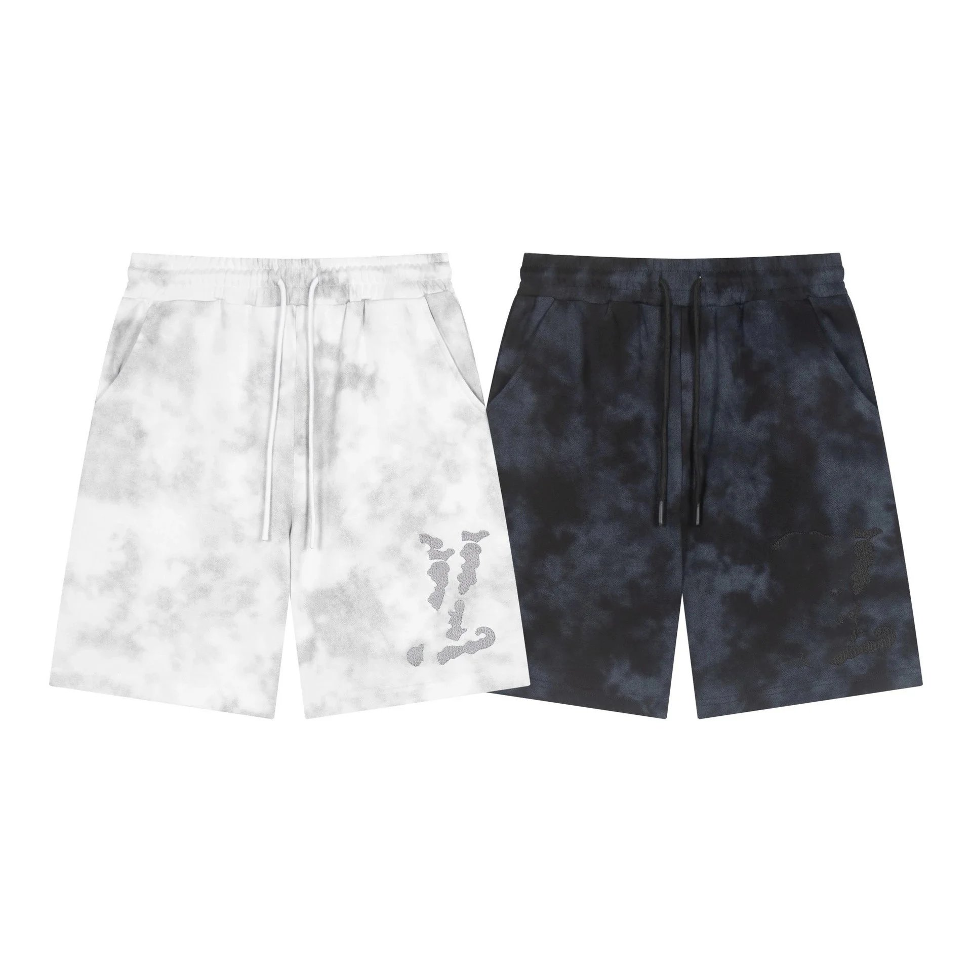 Design Checkerboard Embroidered Logo Shorts White - 3
