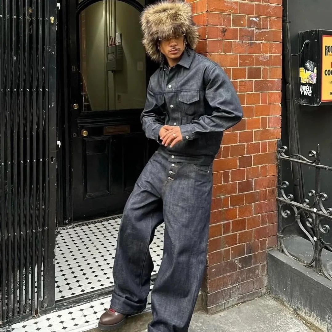 American Vintage NoFaith Japanese Selvedge Redline Raw Denim Curved Blade Jeans Button-Fly Baggy