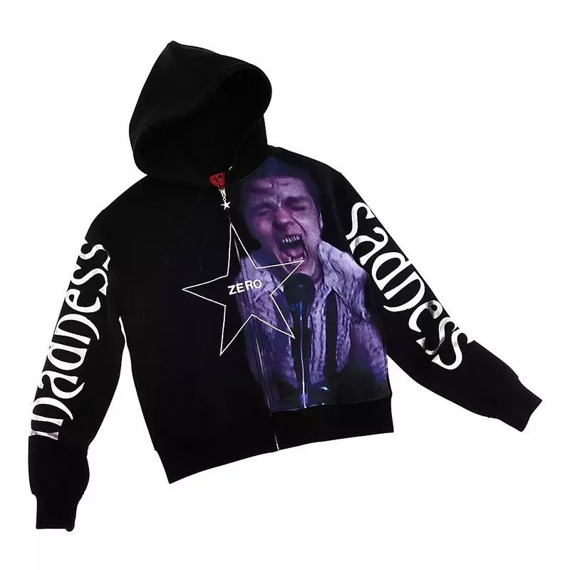 Double Headed Bear Fleece Hoodie Cardigan Y2K Print photo 6