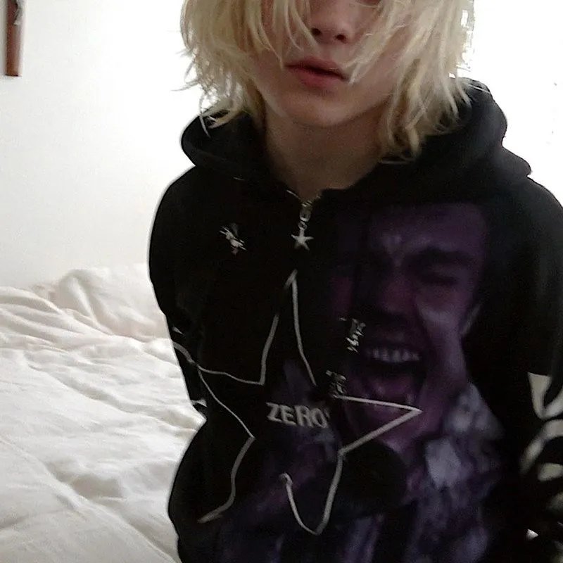 Double Headed Bear Fleece Hoodie Cardigan Y2K Print photo 3