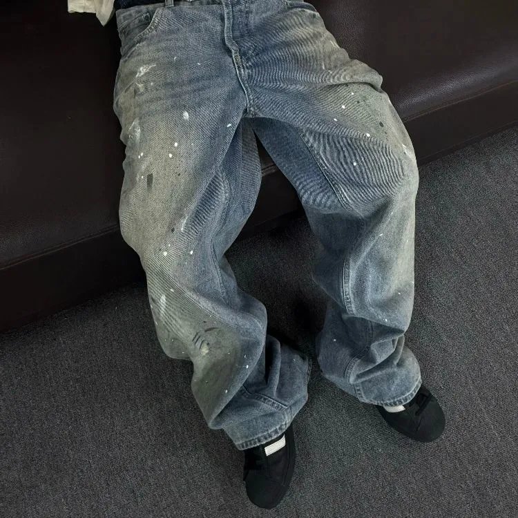CMSS Ink Splatter Print Straight Jeans