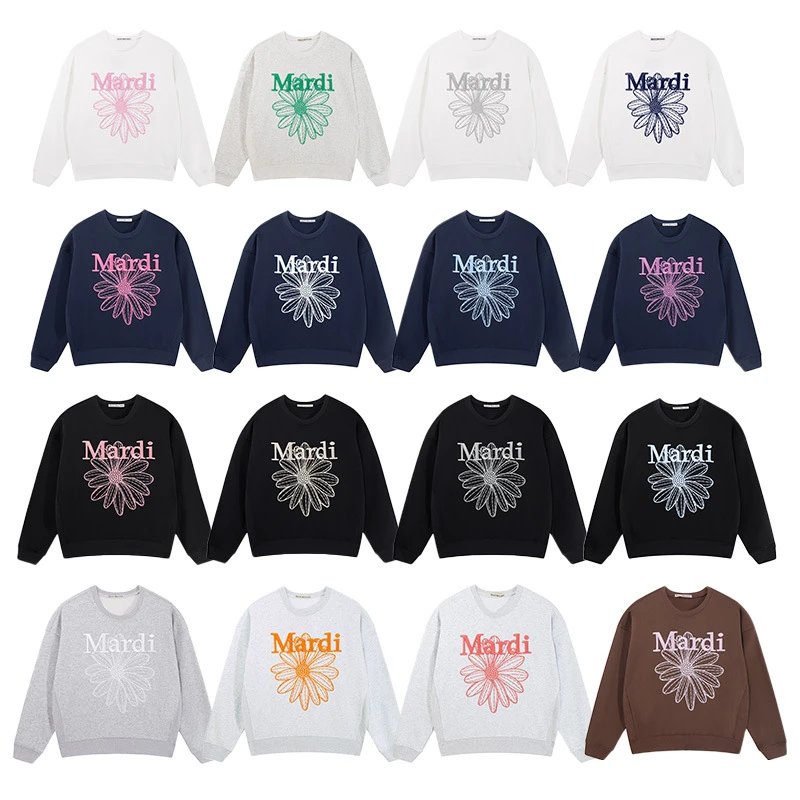 Mardi Mercredi Fleuri Flower Embroidery Crewneck Sweatshirt