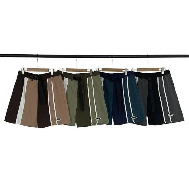 Unbranded Shorts Color-block striped elastic-waist with web belt product detail image 1