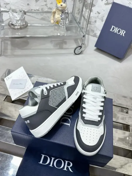 Dior B23 Low Top Sneakers Gray and White Sneakers - 1