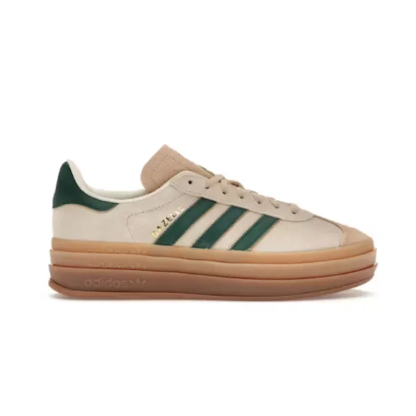 Adidas Originals Gazelle Platform Beige Green Sneakers - 2