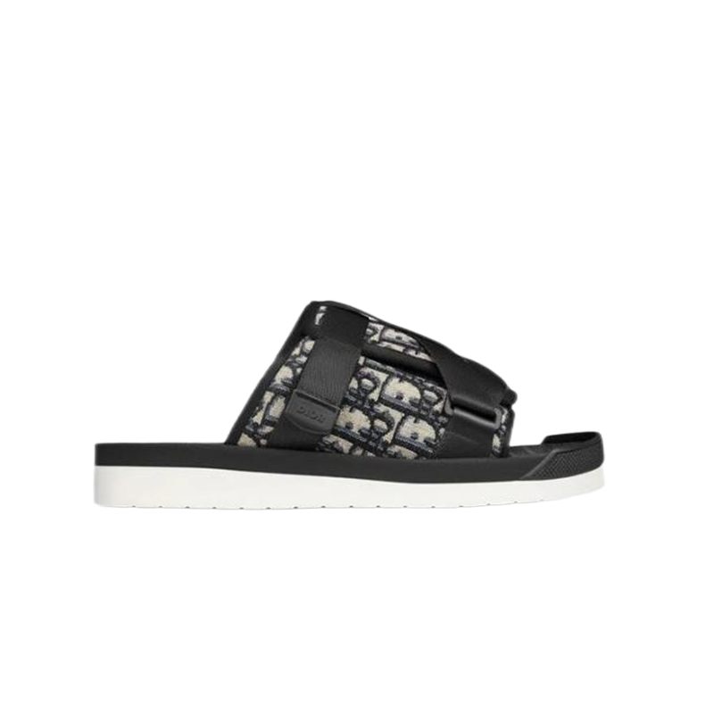 Dior B23 Oblique Slide Black and Beige Sandals - 2