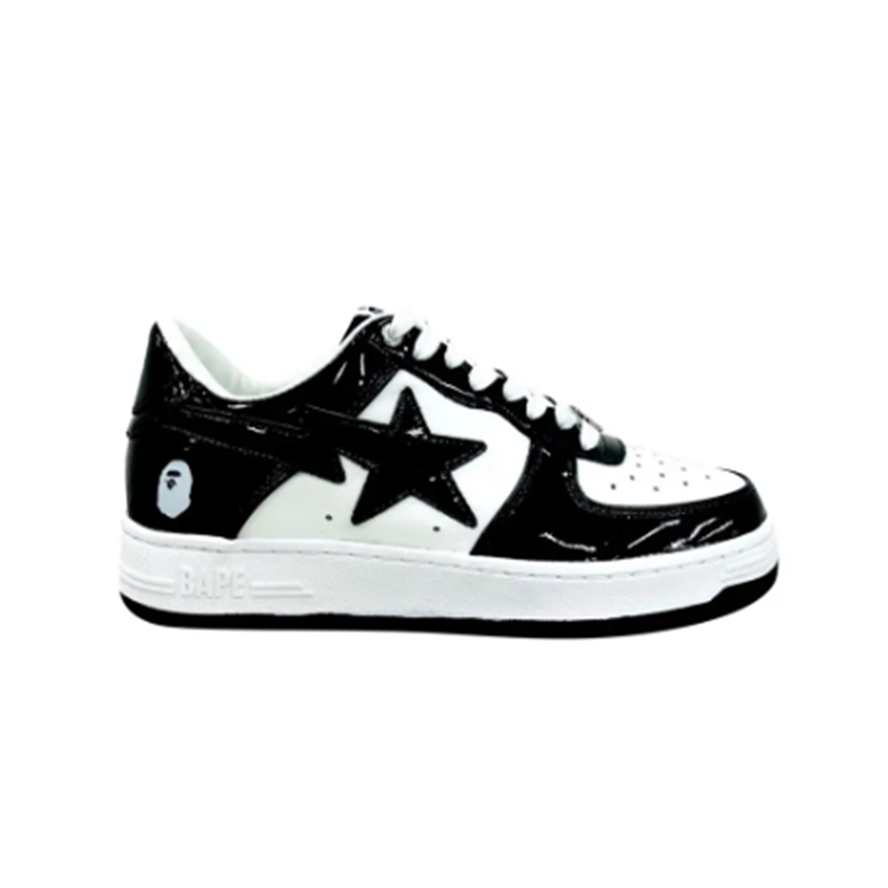 A Bathing Ape Bape Sta Low Black and White Sneakers - 2