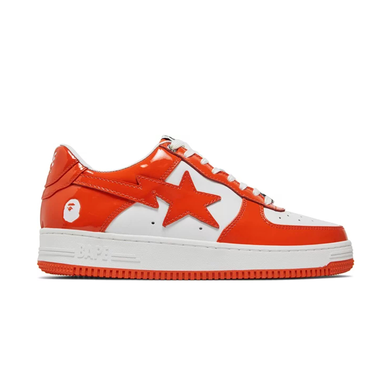 A Bathing Ape Bape Sta Orange and White Sneakers - 2