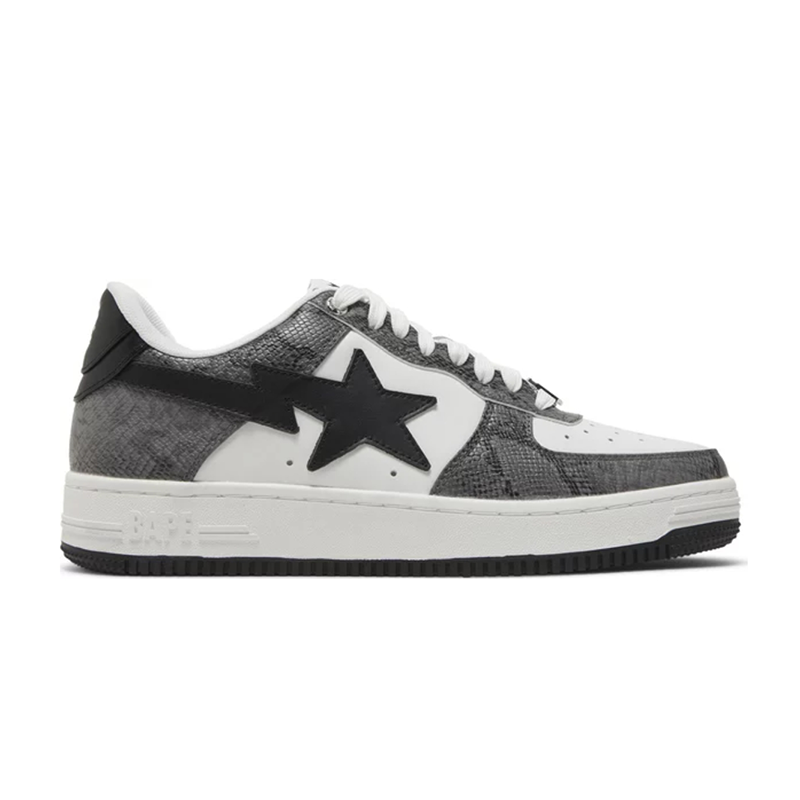 A Bathing Ape Bape Sta Snake Print Gray White Black Sneakers - 2