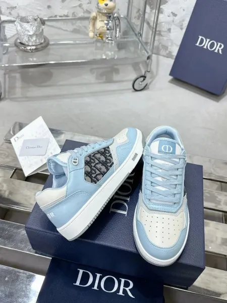 Dior B23 Low Top Sneakers Light Blue and White with Oblique Monogram Sneakers - 1