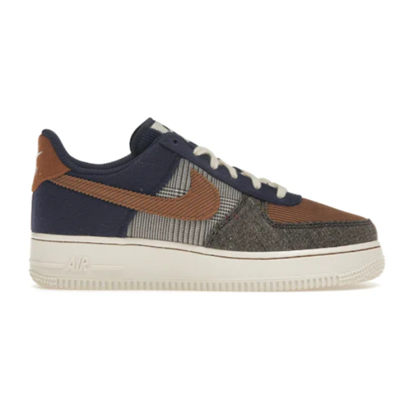 Nike Air Force 1 Low Patchwork Navy Brown Gray Sneakers - 2