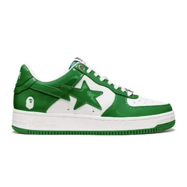 A Bathing Ape Bape Sta Green and White Sneakers - 1