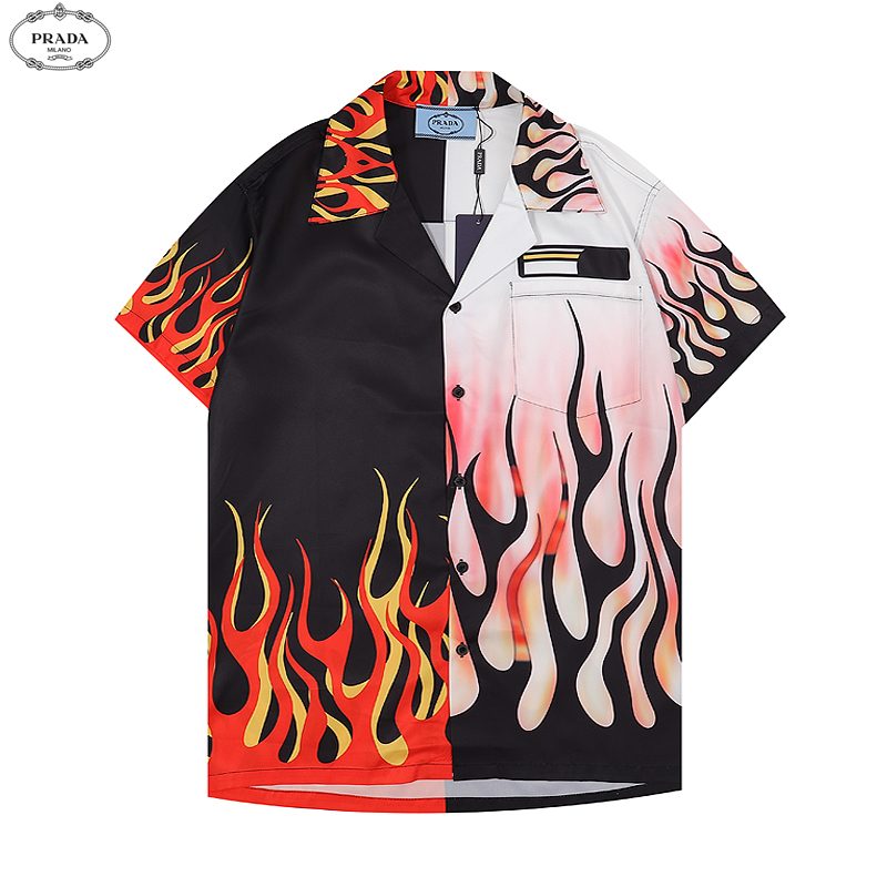 Prada T-Shirts Logo Print — 33 Pink and Black Shirt