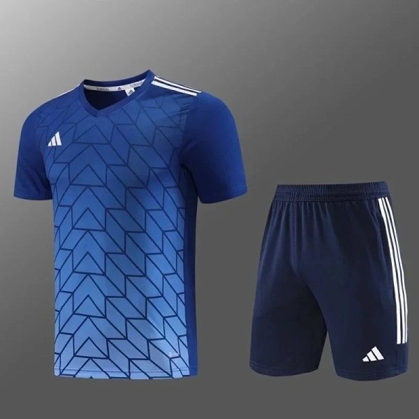 Adidas Performance Jersey and Shorts Set Blue Geometric Print Activewear product listing in Litbuy spreadsheet finds