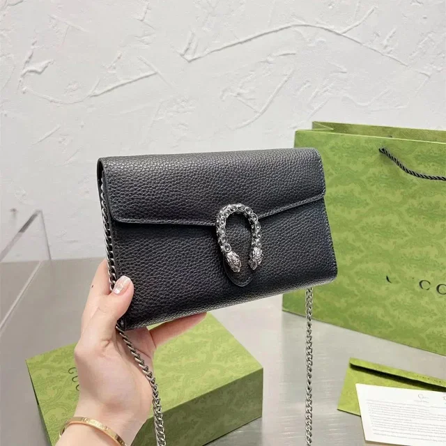 Unbranded Crossbody Bags Chain Strap Flap Bag with Double Tiger Head Clasp product detail image 3