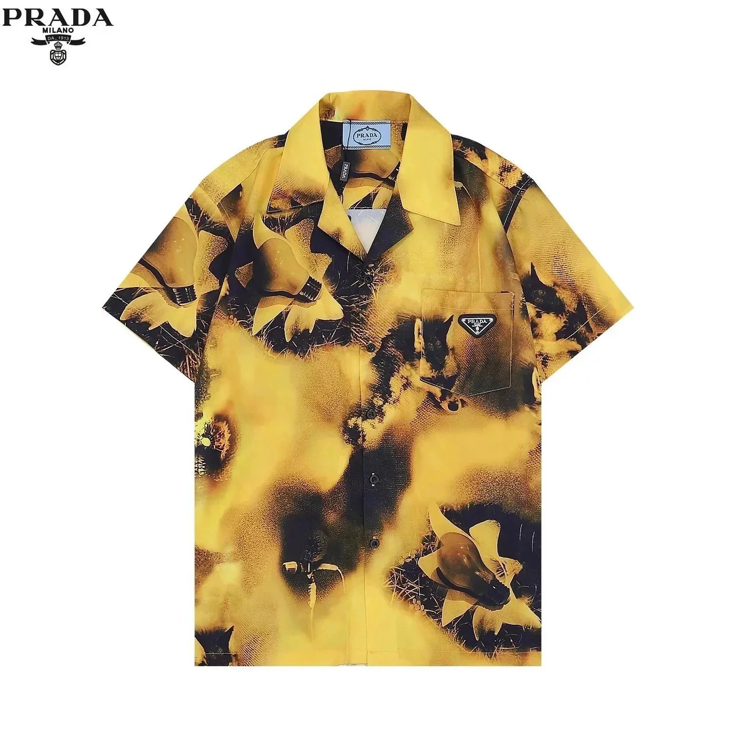 Prada T-Shirts Logo Print — 27 Yellow and Black Shirt 002
