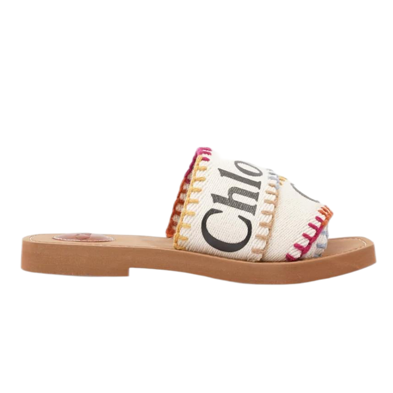 Chloé Logo-Embroidered Woven Slide Sandals - 2