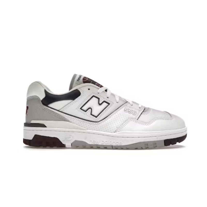 New Balance 550 White Gray Burgundy Sneakers - 2