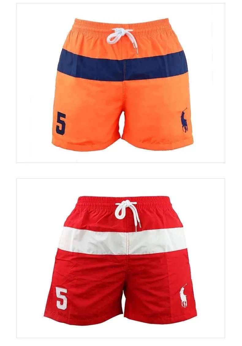 Polo Ralph Lauren Stripe Swim Trunks Orange Navy - 6