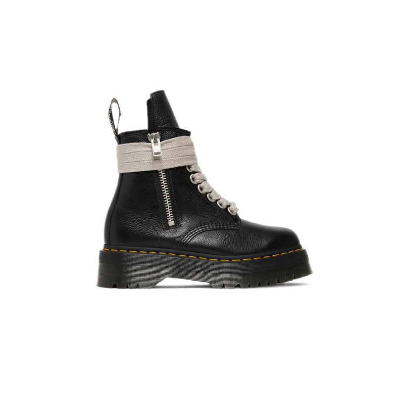 Dr. Martens Dr. Martens Black Leather Platform Boots with Beige Strap Black