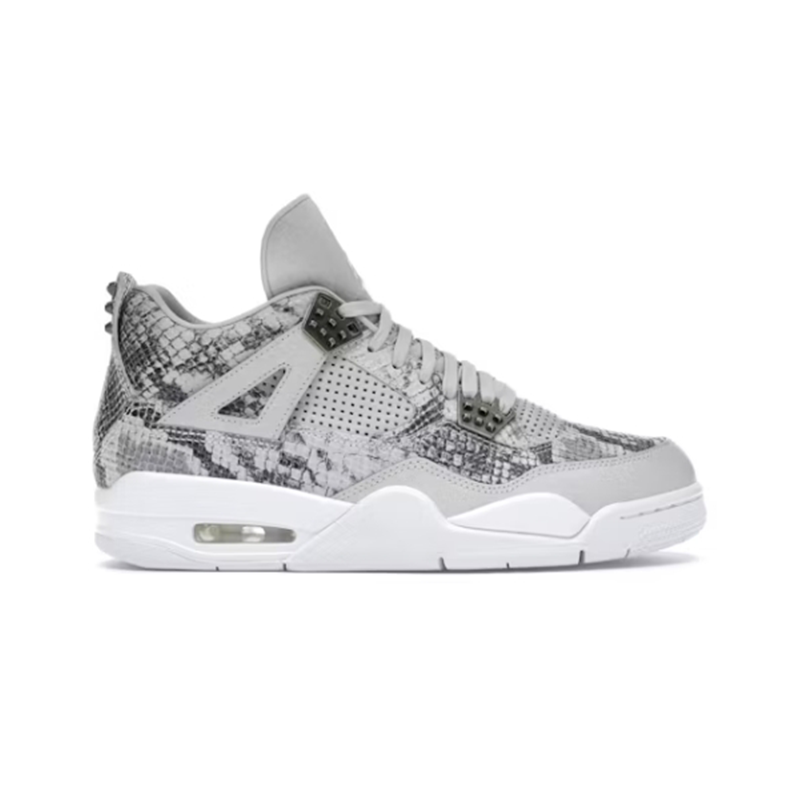 Air Jordan 4 Retro Snake Print White Gray Sneakers