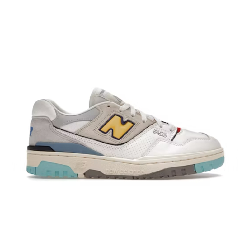 New Balance 550 White Gray Yellow Teal Sneakers - 2