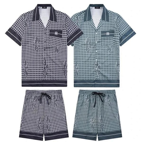 AMI Paris Monogram Print Pajama Set Navy and Gray Sleepwear product listing in Litbuy spreadsheet finds