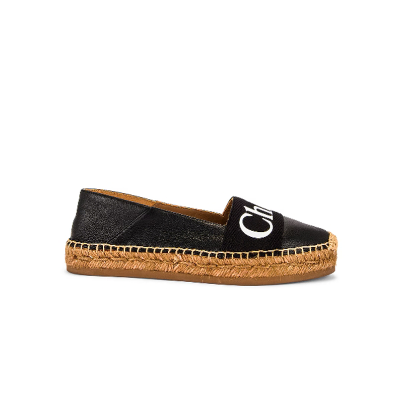 Chloé Logo-Embroidered Espadrille Loafers Black - 1