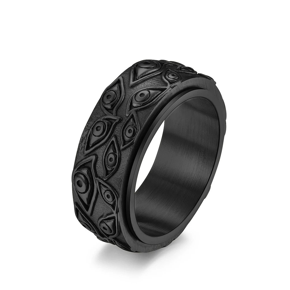 evil eye rotatable stainless steel ring - rep biżuteria