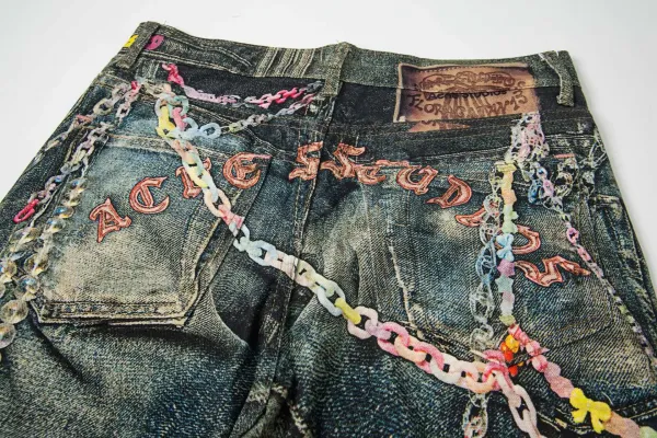 Acne Studios Distressed Print Denim Jacket Multicolor - 20