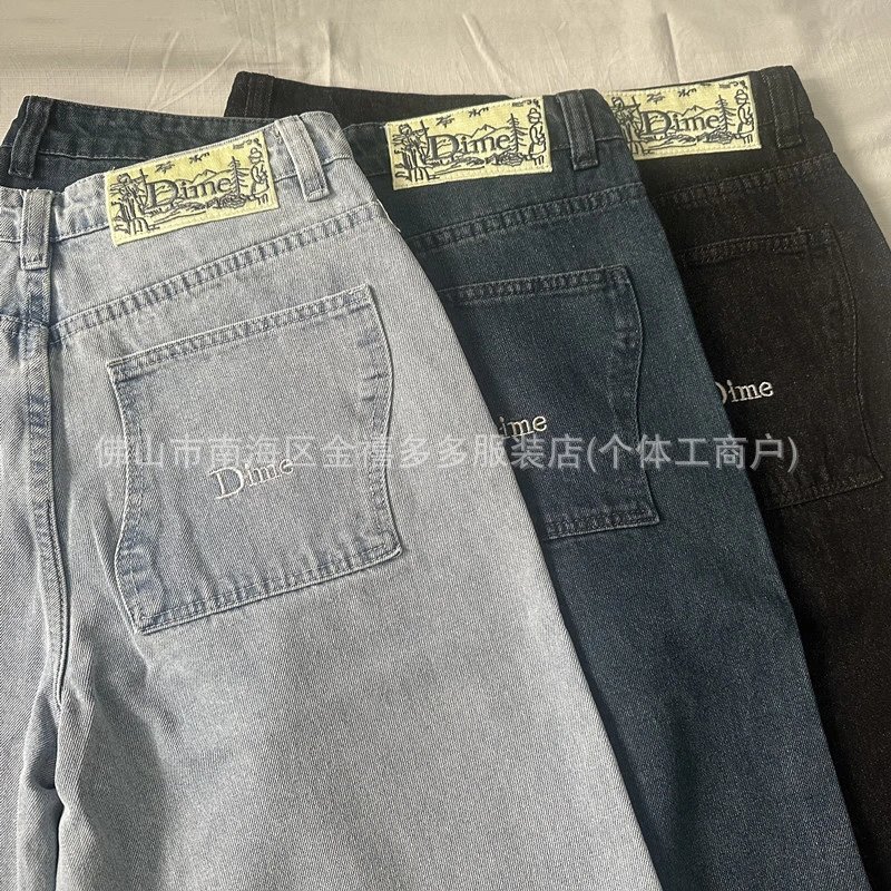 DM Spring/Summer New 3D Embroidered Men's Pants Loose Straight Tube Neutral Cotton Men's and Women's Cowboy Skateboarding Pants Trendy Brand