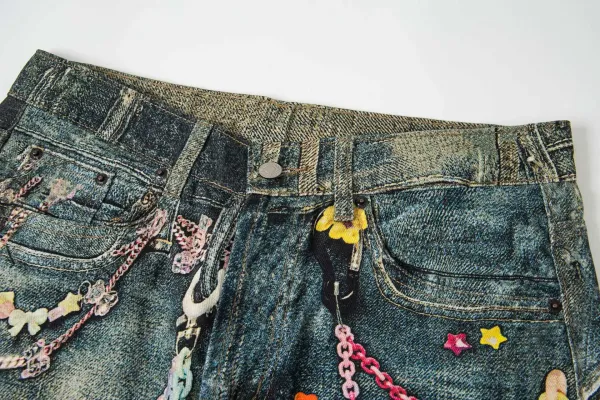 Acne Studios Distressed Print Denim Jacket Multicolor - 18