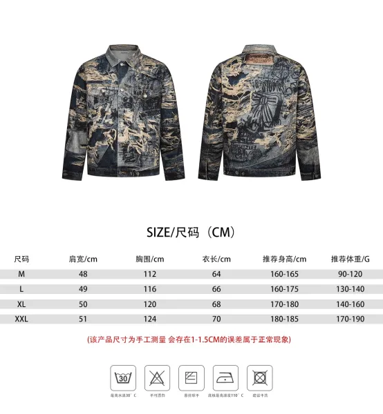 Acne Studios Distressed Print Denim Jacket Multicolor - 7