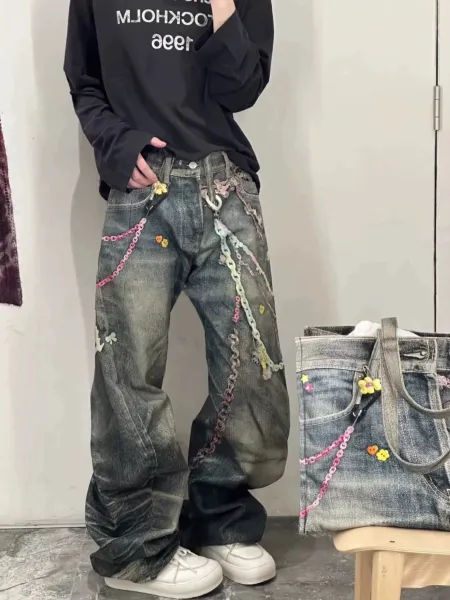 Acne Studios Distressed Print Denim Jacket Multicolor - 15