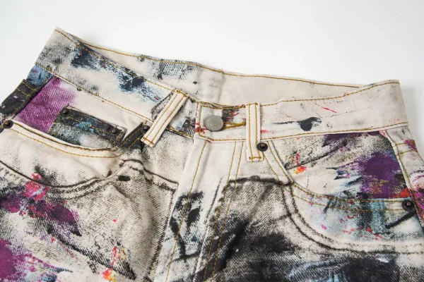 Acne Studios Distressed Print Denim Jacket Multicolor - 28
