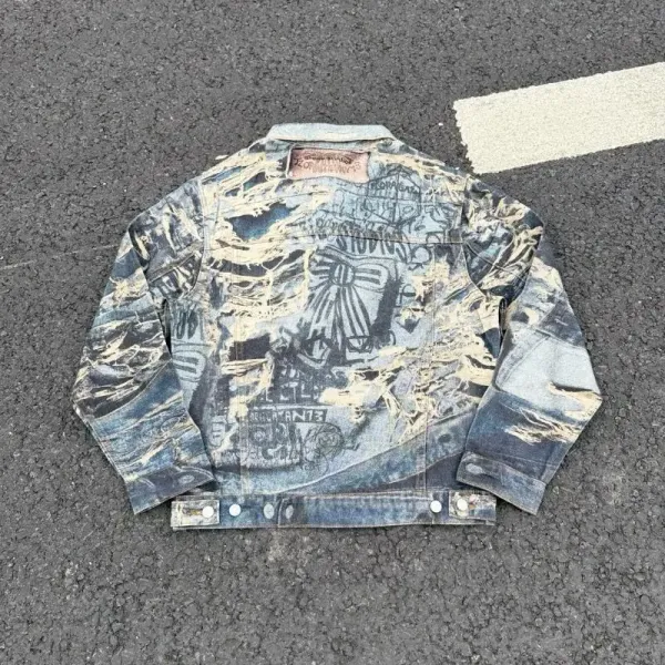 Acne Studios Distressed Print Denim Jacket Multicolor - 35