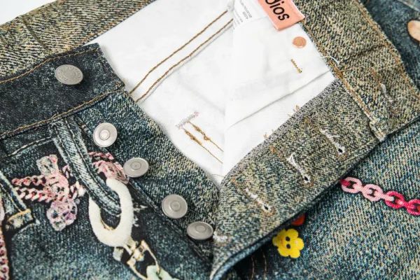 Acne Studios Distressed Print Denim Jacket Multicolor - 21