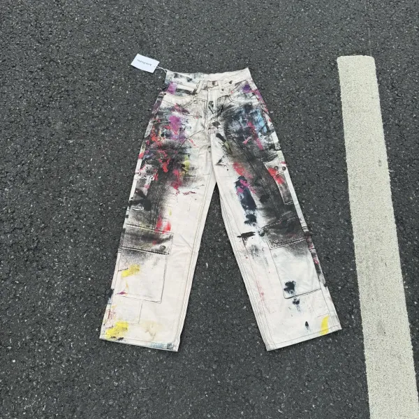 Acne Studios Distressed Print Denim Jacket Multicolor - 22