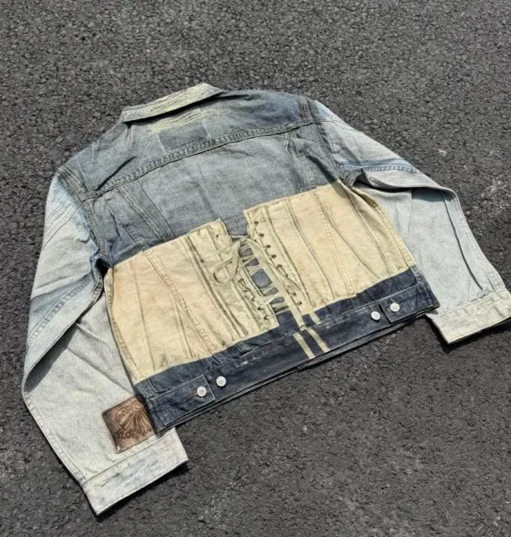 Acne Studios Distressed Print Denim Jacket Multicolor - 33