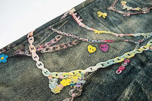 Acne Studios Distressed Print Denim Jacket Multicolor - 19
