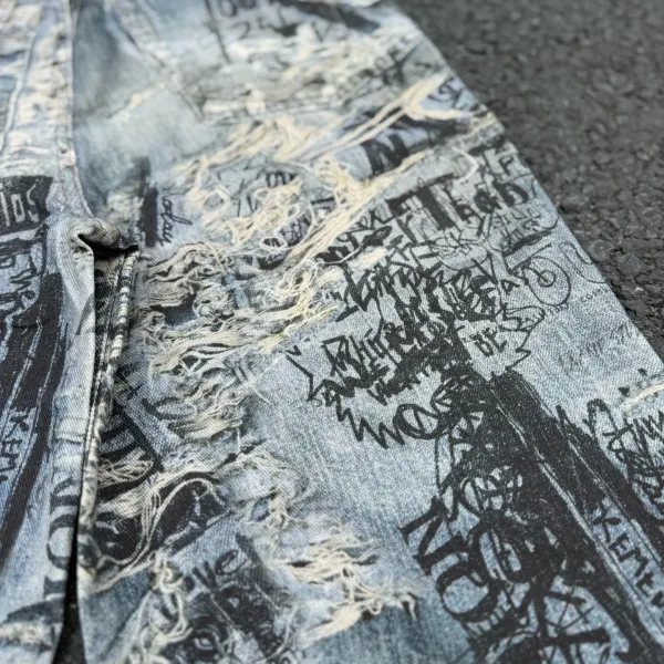 Acne Studios Distressed Print Denim Jacket Multicolor - 27