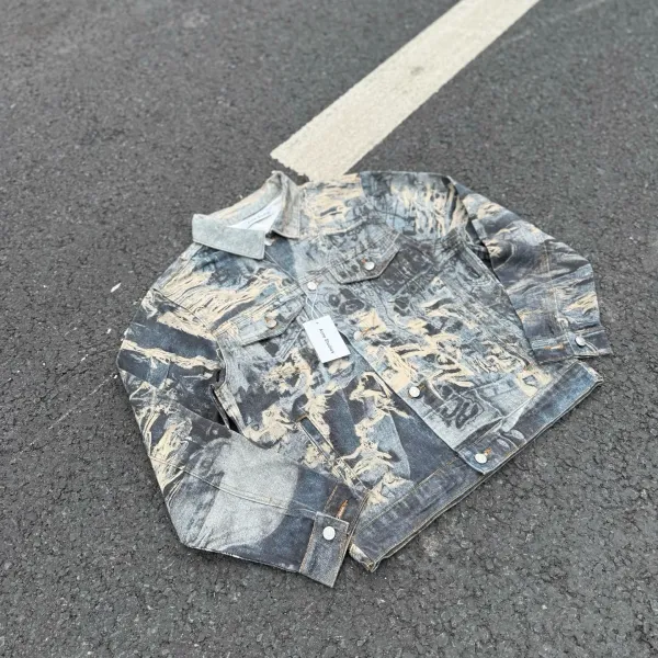 Acne Studios Distressed Print Denim Jacket Multicolor - 34