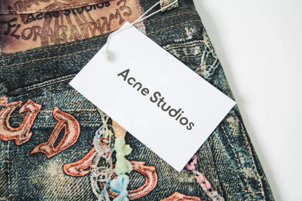 Acne Studios Distressed Print Denim Jacket Multicolor - 17