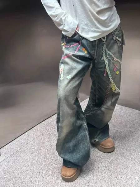 Acne Studios Distressed Print Denim Jacket Multicolor - 16