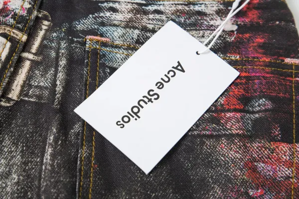 Acne Studios Distressed Print Denim Jacket Multicolor - 30