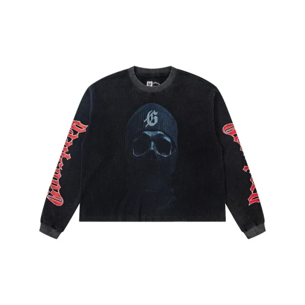 Philipp Plein Skull Balaclava Long Sleeve Top Black - 1