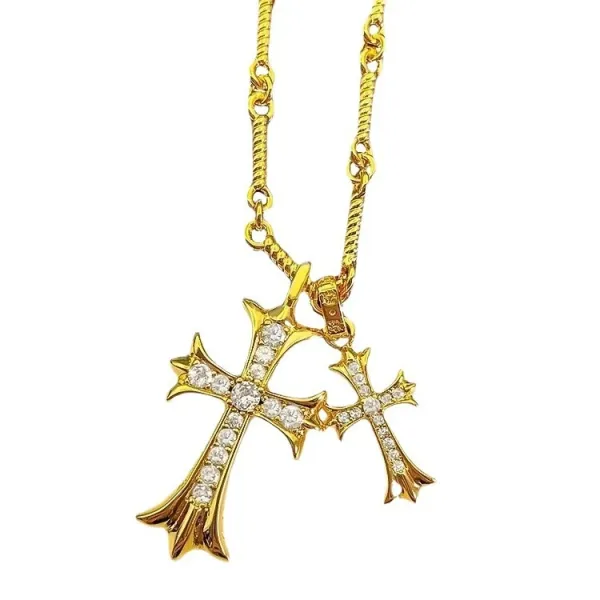 Chrome Hearts Double Cross Pendant Necklace Silver - 8