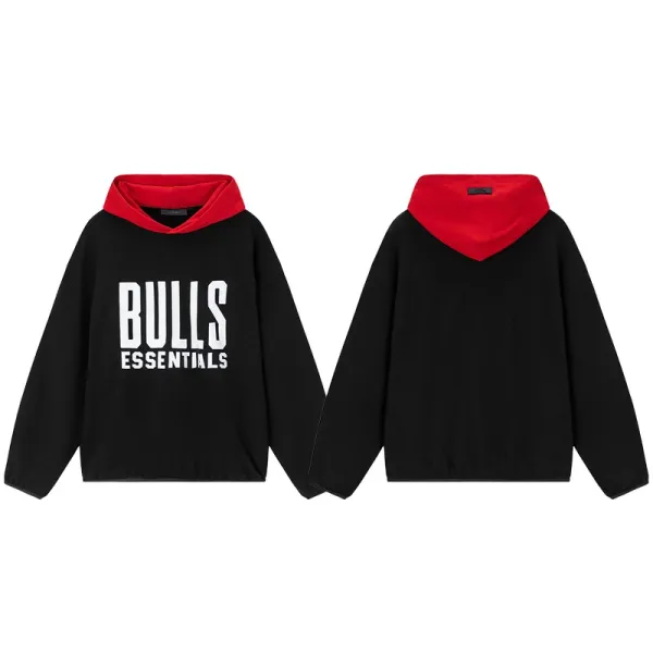 Bulls Essentials Hoodie Black with Red Contrast Hood - 1