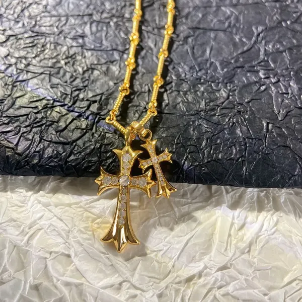 Chrome Hearts Double Cross Pendant Necklace Silver - 7