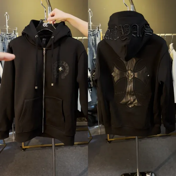 Chrome Hearts Cross Embroidered Black Hoodie - 5